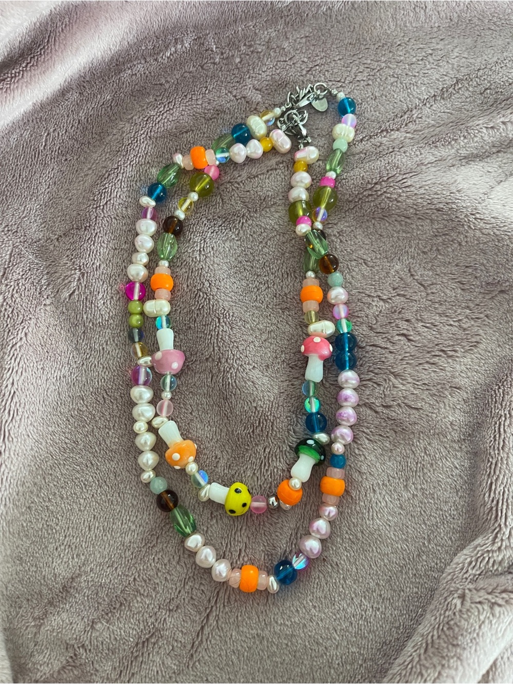 Zara Beaded Pearl and Multicolor Charm Necklaces with Metal Logo Tag